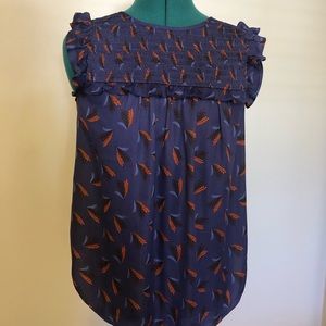 LOFT Ruffled Short Sleeve Blouse